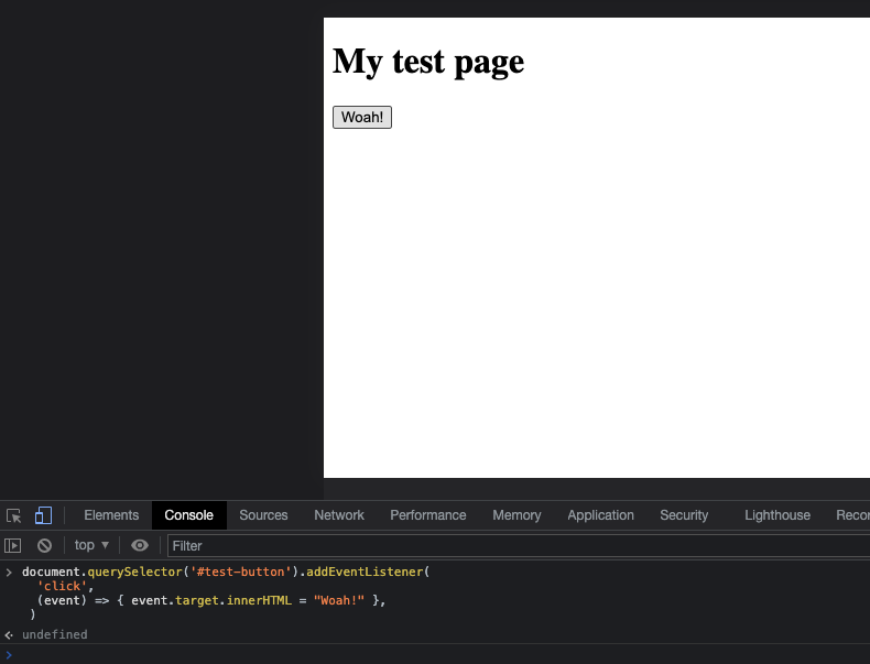 using 'addEventListener' to change the innerHTML of a button