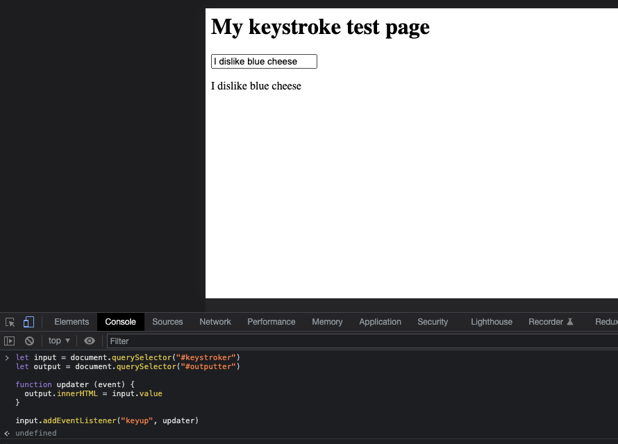 Keyboard events being used to duplicate text from an input field