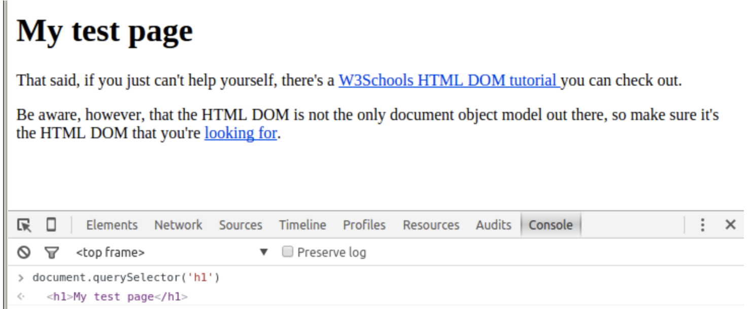 using querySelector('h1')